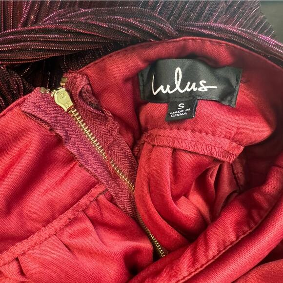 Lulus Ailey Magenta and Black Mini Dress Twist Back Skater Dress Women's Small - Picture 11 of 13